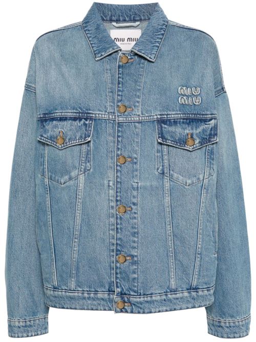 Giacca in denim blu indaco Miu Miu | GWB195S-OOO1373F0076